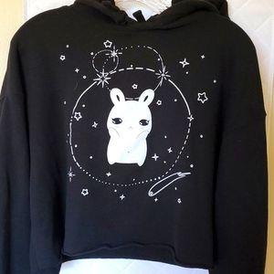 Cropped Hooded Warm Space Bunny Sweater